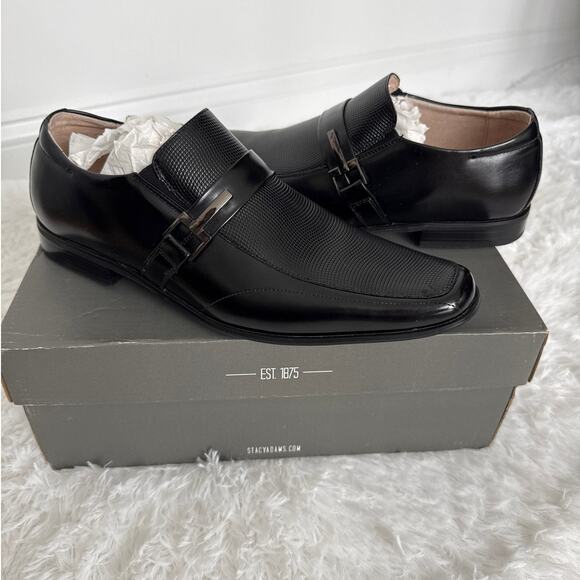 NIB 1990s Stacy Adams Beau Black Leather Monk Strap Dress Shoes Size 9M - Picture 5 of 14